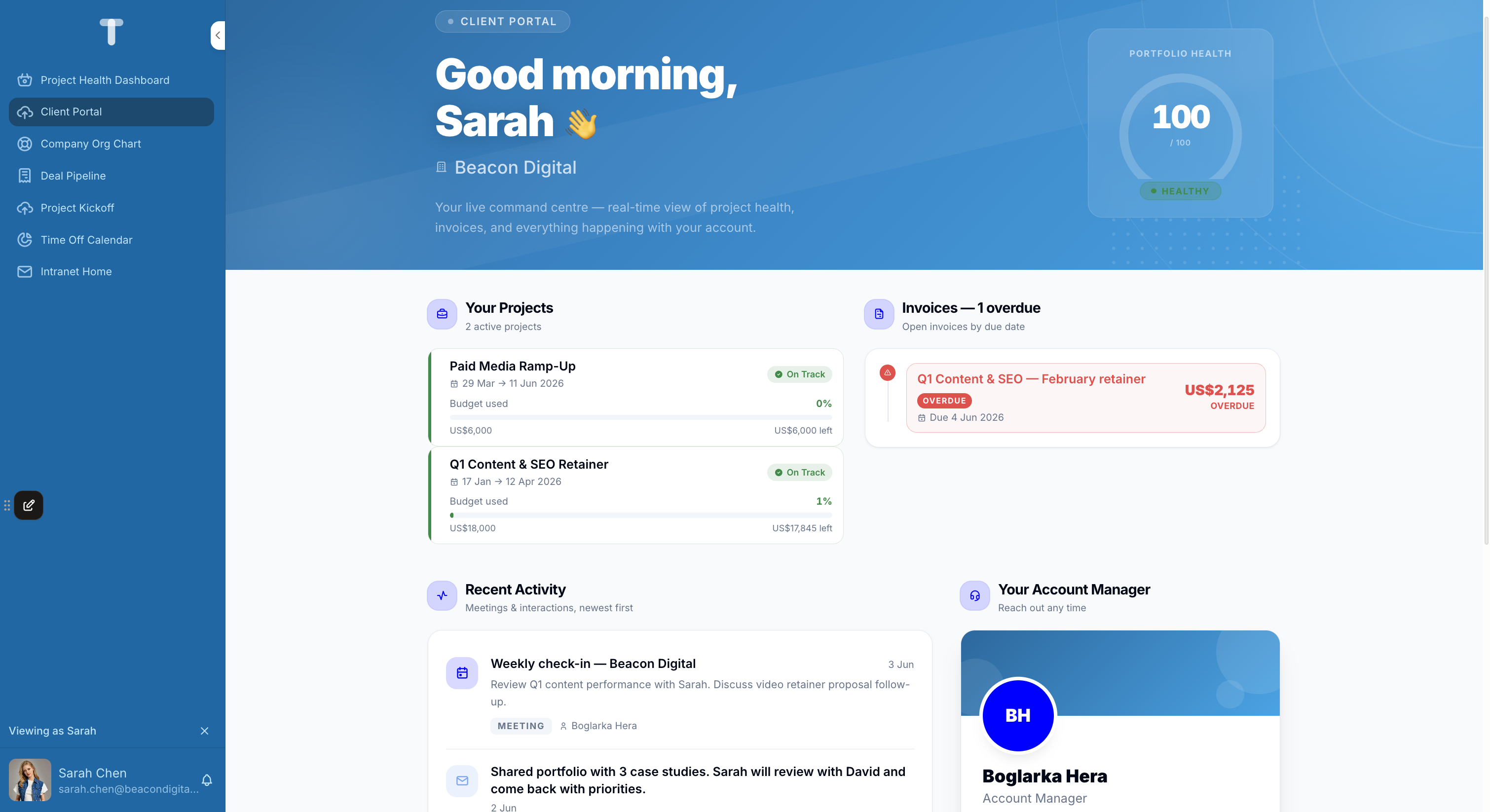 A client portal built with Rowmesh AI